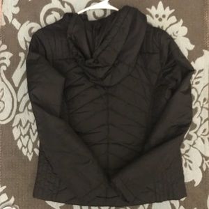 Black, light weight jacket, windbreaker material